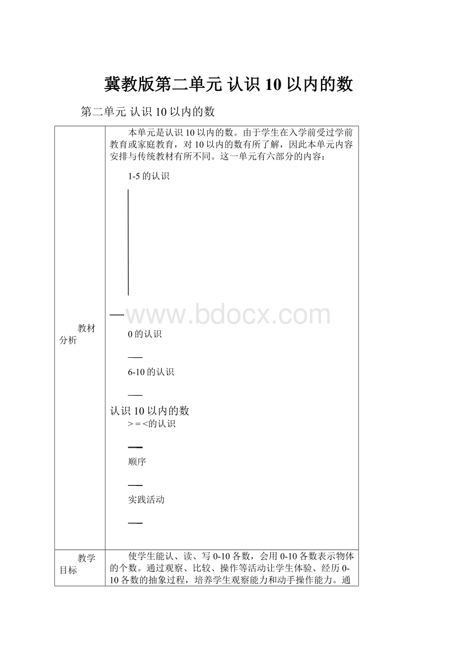 冀教版第二单元认识10以内的数.docx_第1页