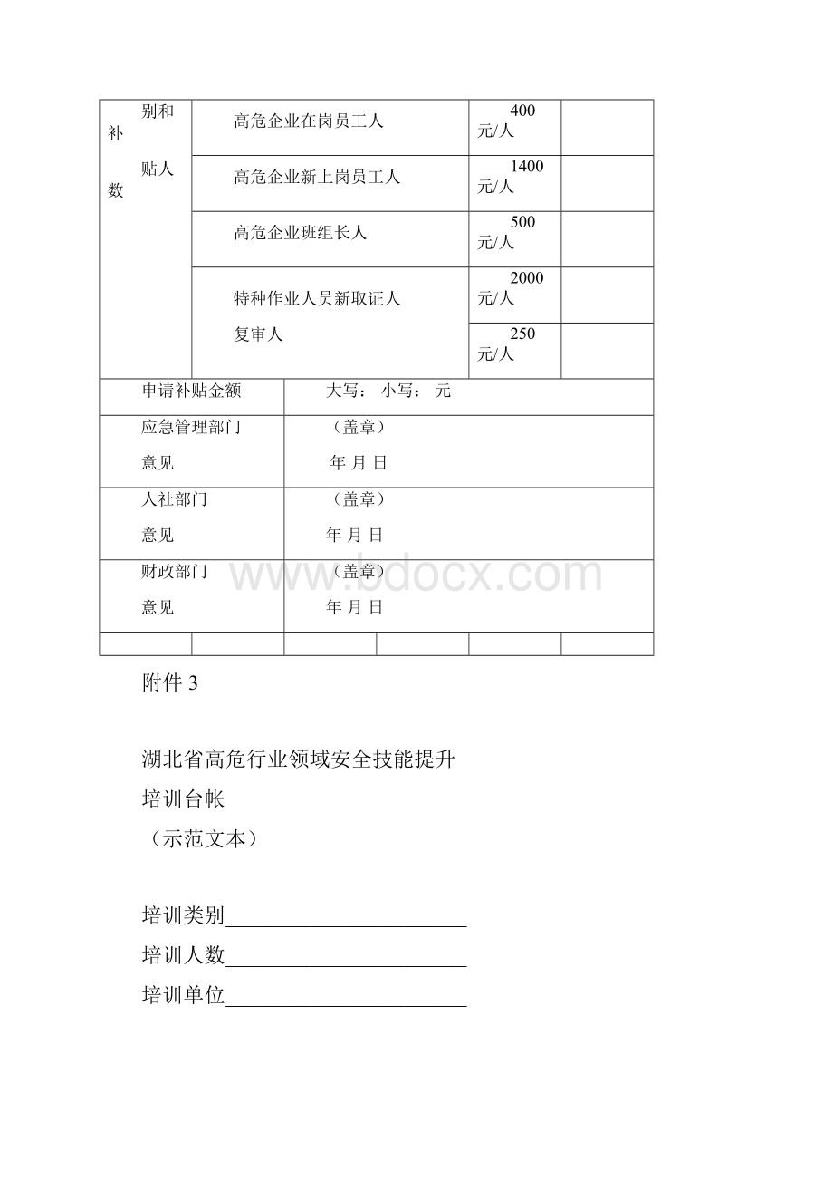 湖北省高危行业领域安全技能提升培训补贴标准参照表申请表台帐示范文本合格证明样式.docx_第2页