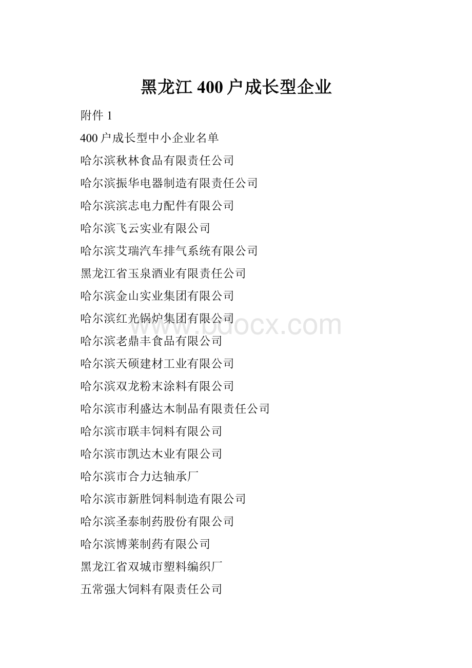 黑龙江400户成长型企业.docx