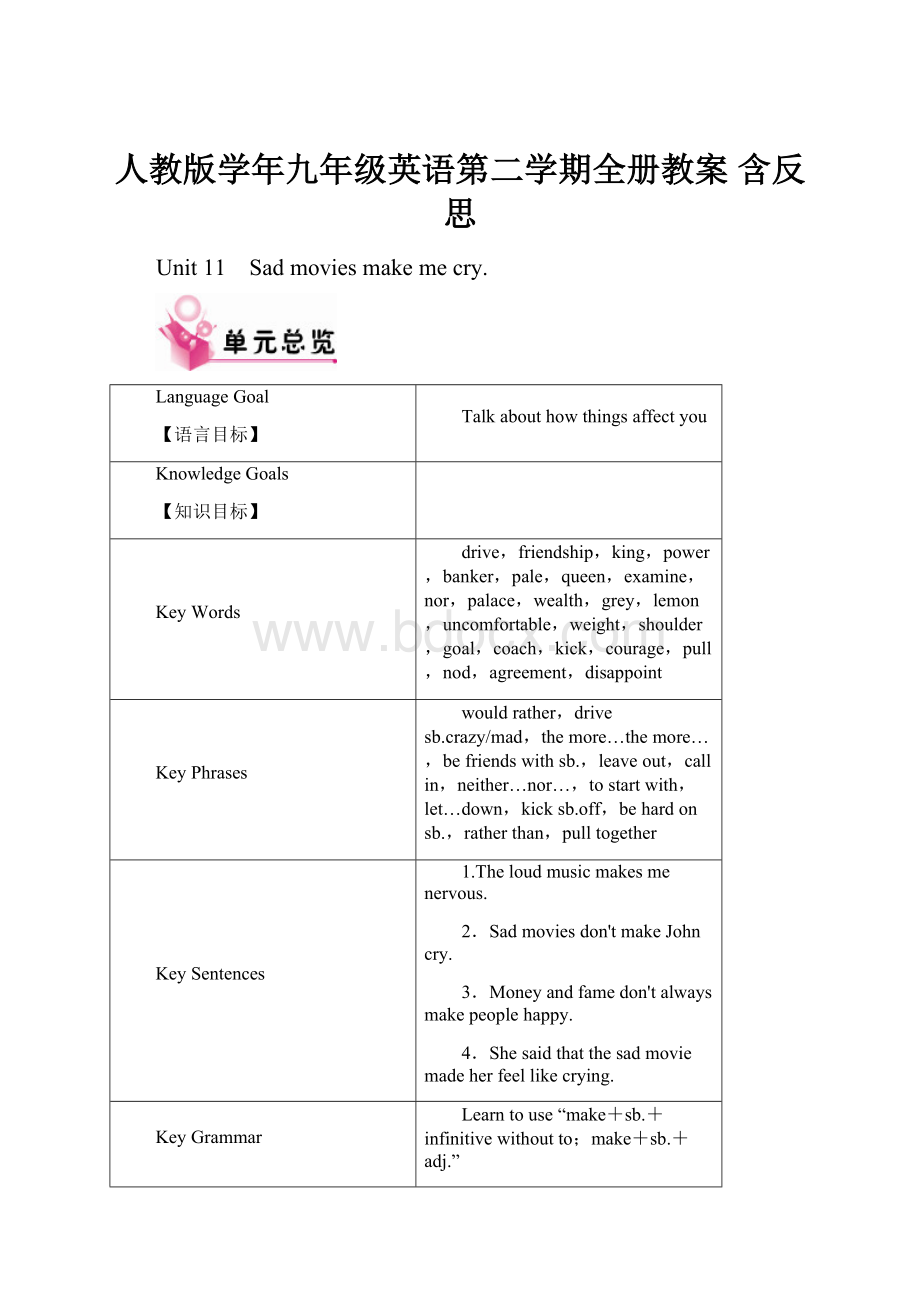 人教版学年九年级英语第二学期全册教案 含反思.docx