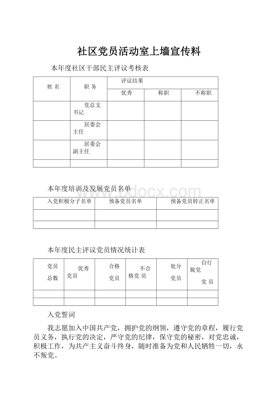 社区党员活动室上墙宣传料.docx