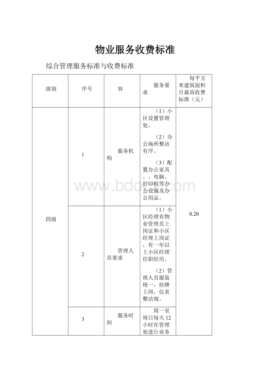 物业服务收费标准.docx_第1页