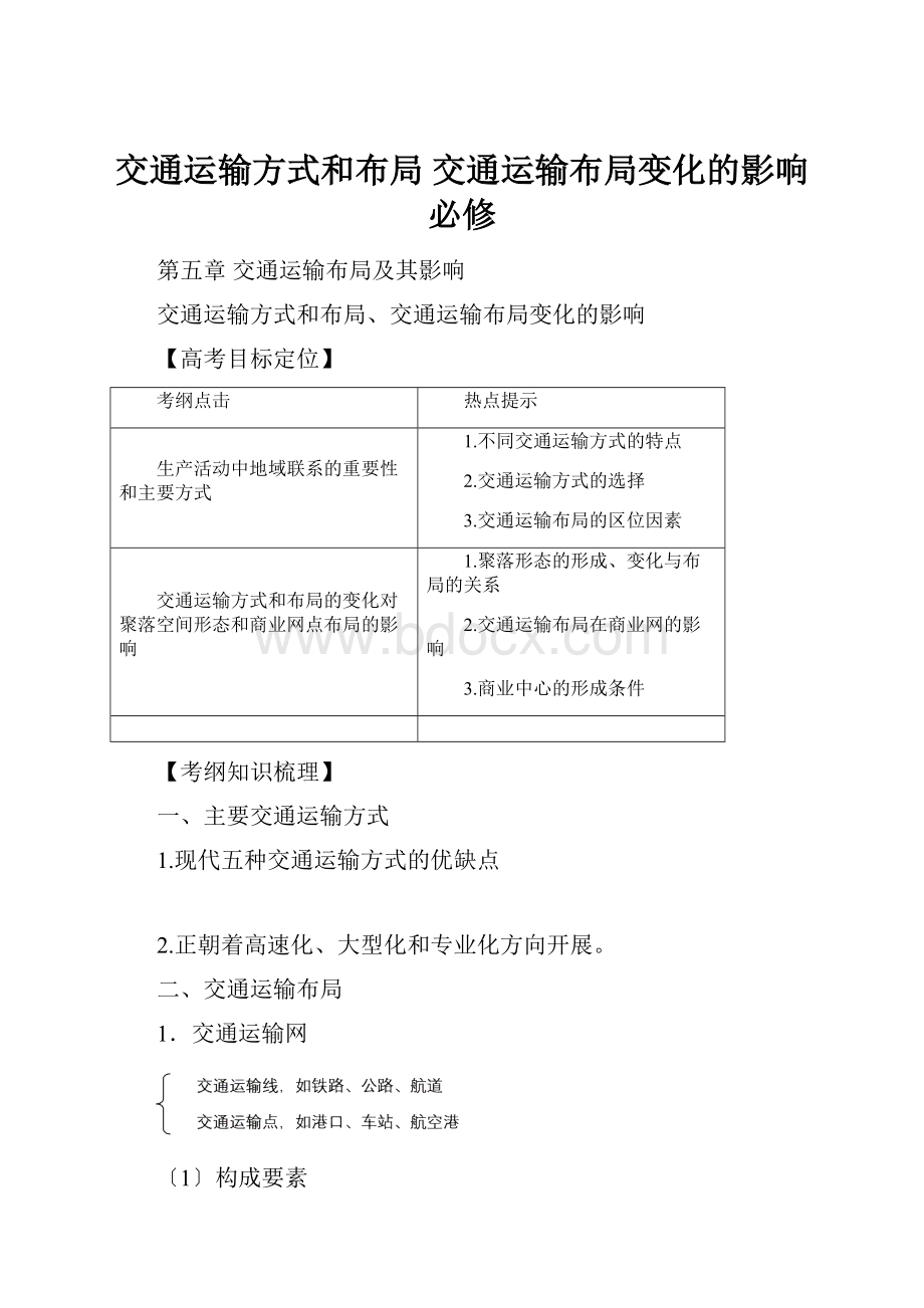 交通运输方式和布局 交通运输布局变化的影响必修.docx