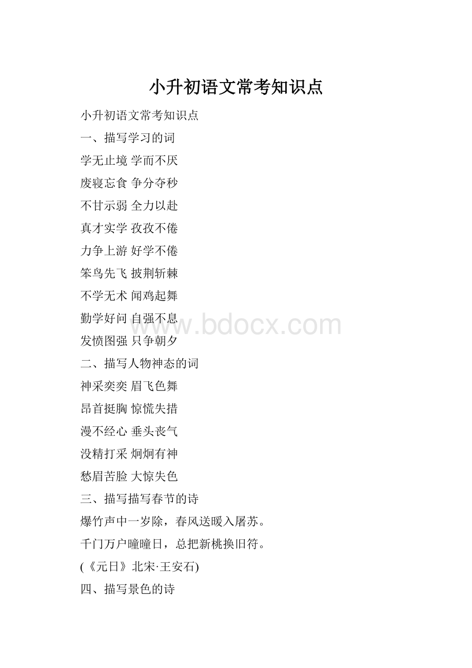 小升初语文常考知识点.docx_第1页