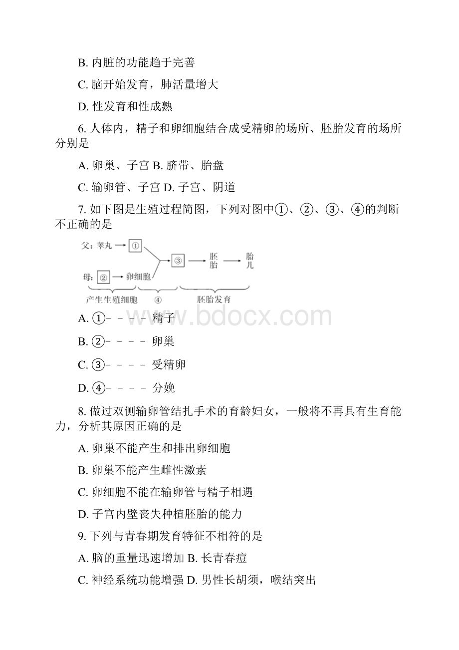 人教版生物七年级下册第一章 人的由来章节测试.docx_第2页