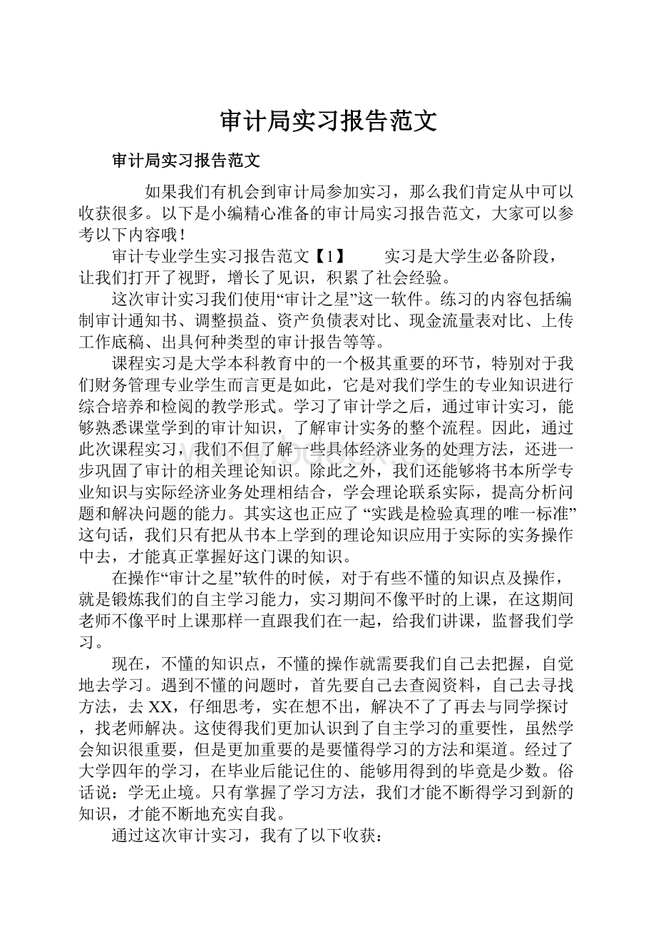 审计局实习报告范文.docx_第1页