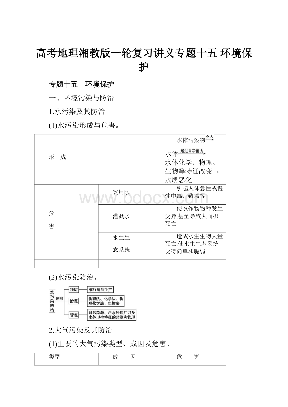 高考地理湘教版一轮复习讲义专题十五 环境保护.docx