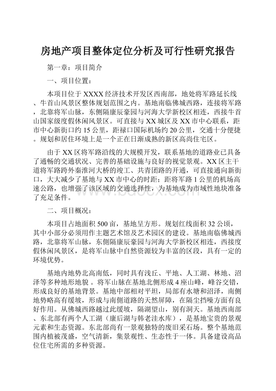 房地产项目整体定位分析及可行性研究报告.docx