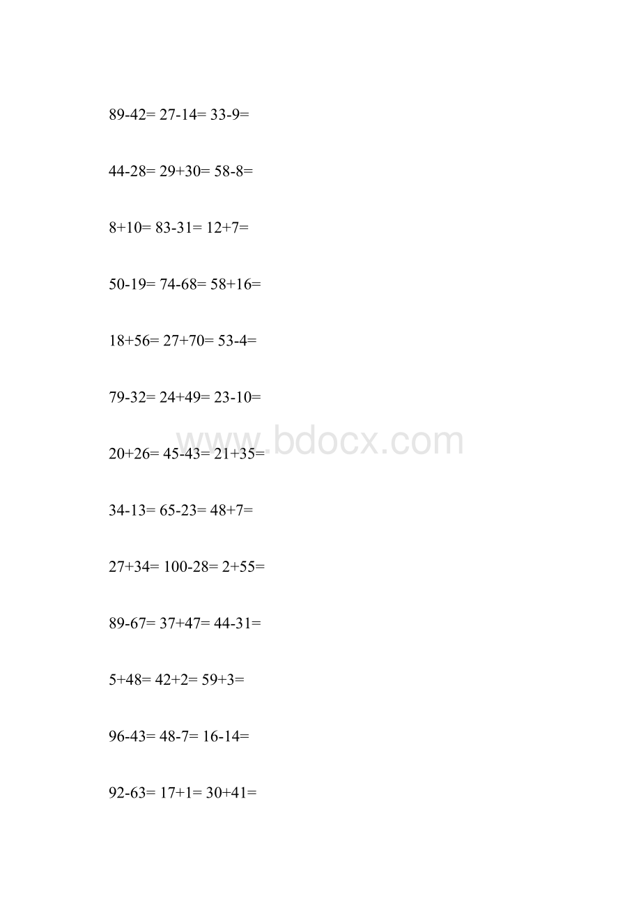 一年级100以内加减法口算题1000道A4直接打印.docx_第3页