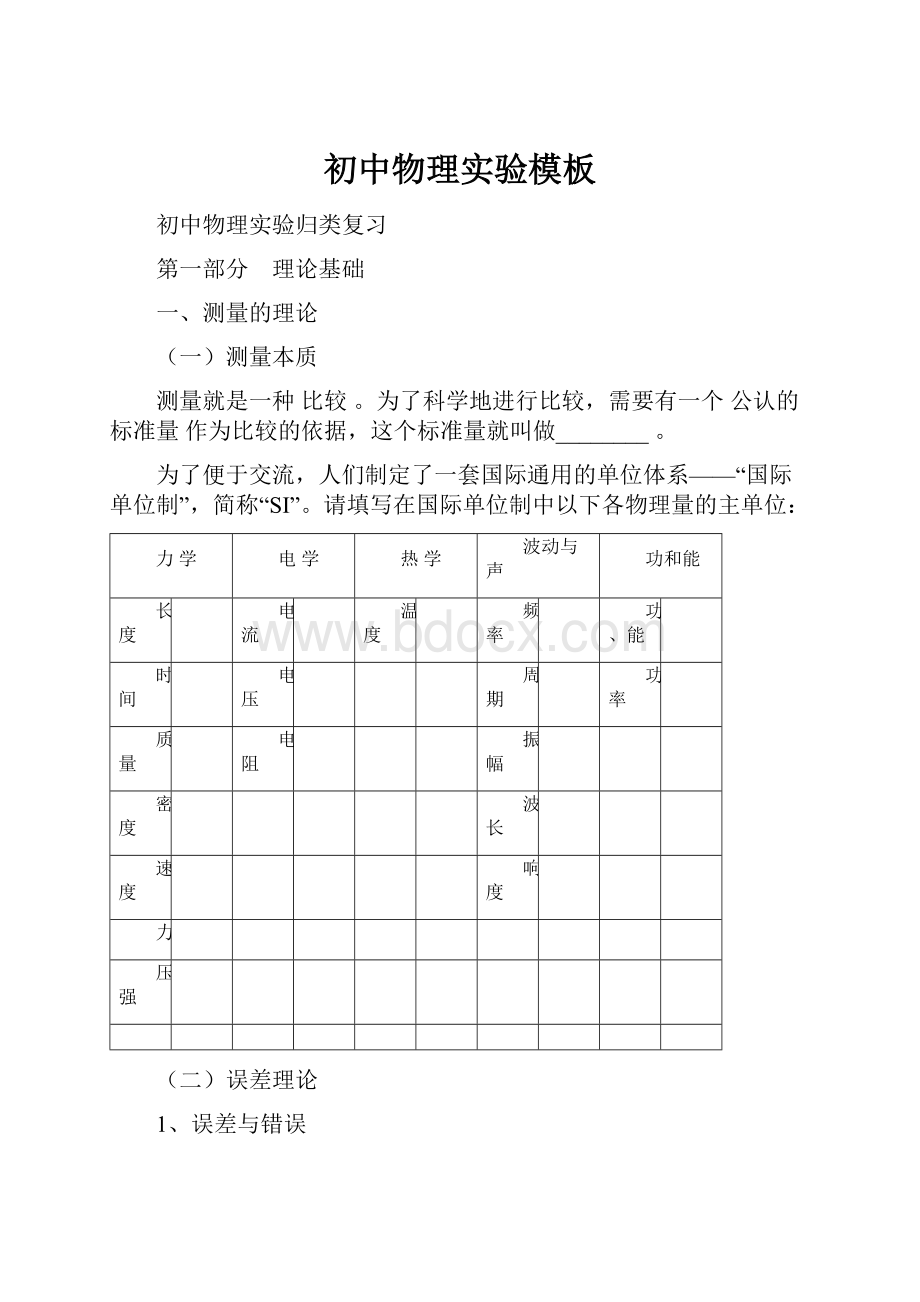 初中物理实验模板.docx