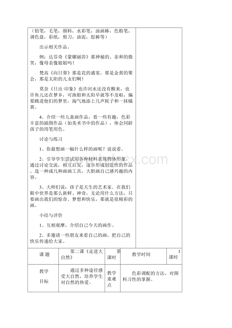 苏教版美术一年级上册全册教案.docx_第2页