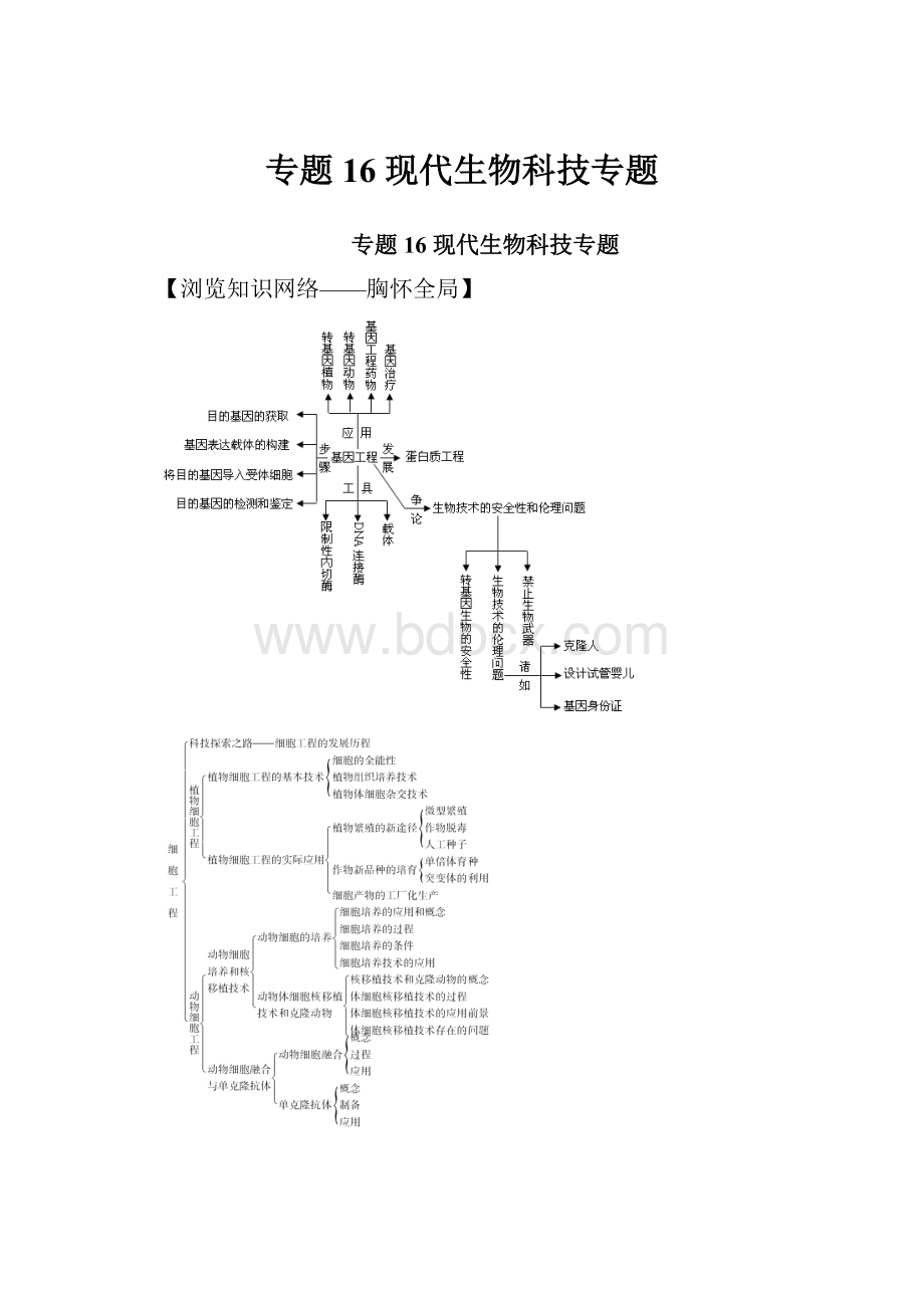 专题16现代生物科技专题.docx