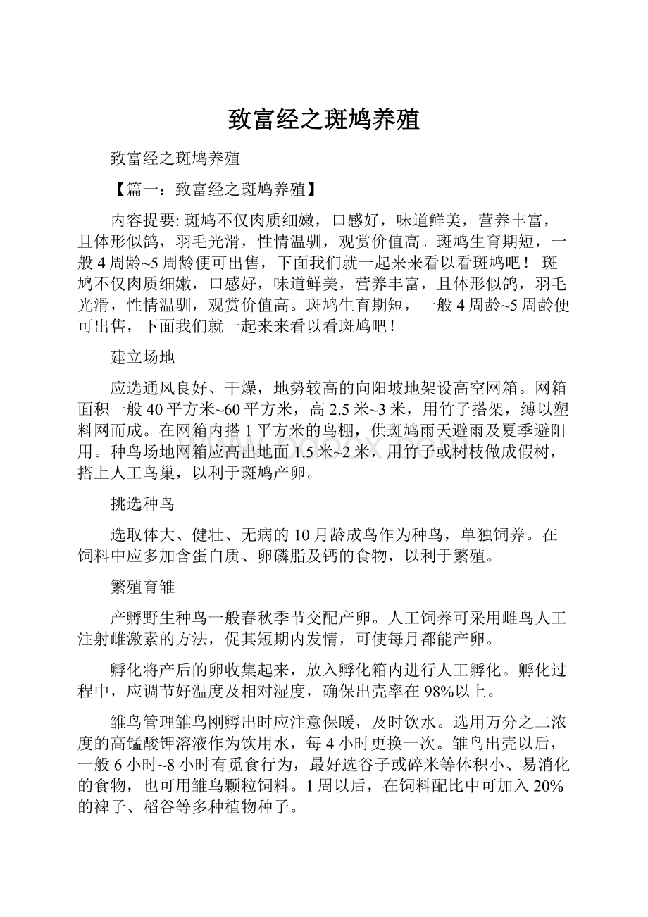 致富经之斑鸠养殖.docx_第1页