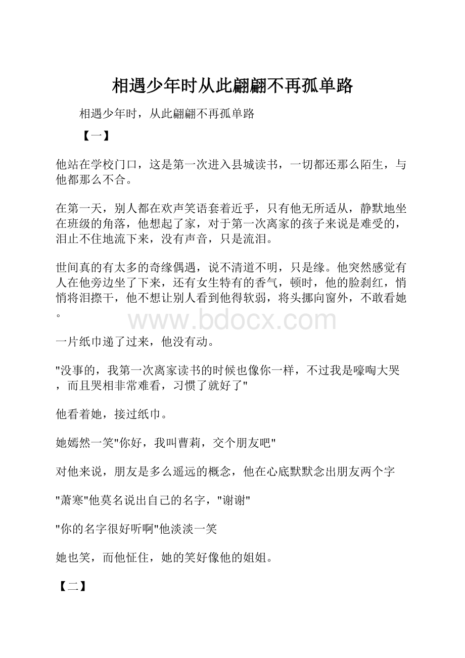 相遇少年时从此翩翩不再孤单路.docx_第1页