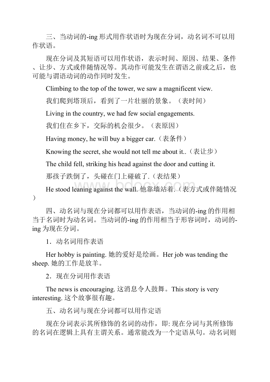 高中英语动名词与现在分词用法的区别必修4.docx_第2页