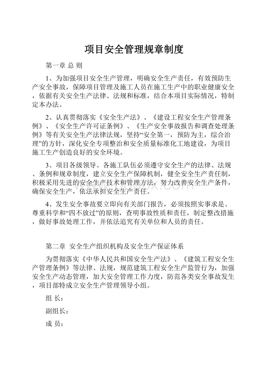 项目安全管理规章制度.docx