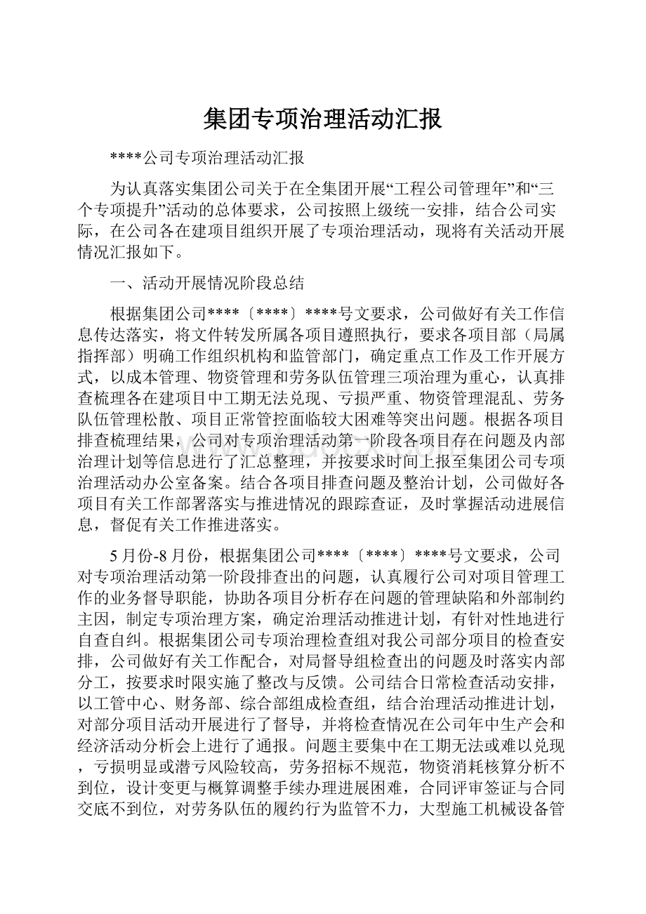 集团专项治理活动汇报.docx