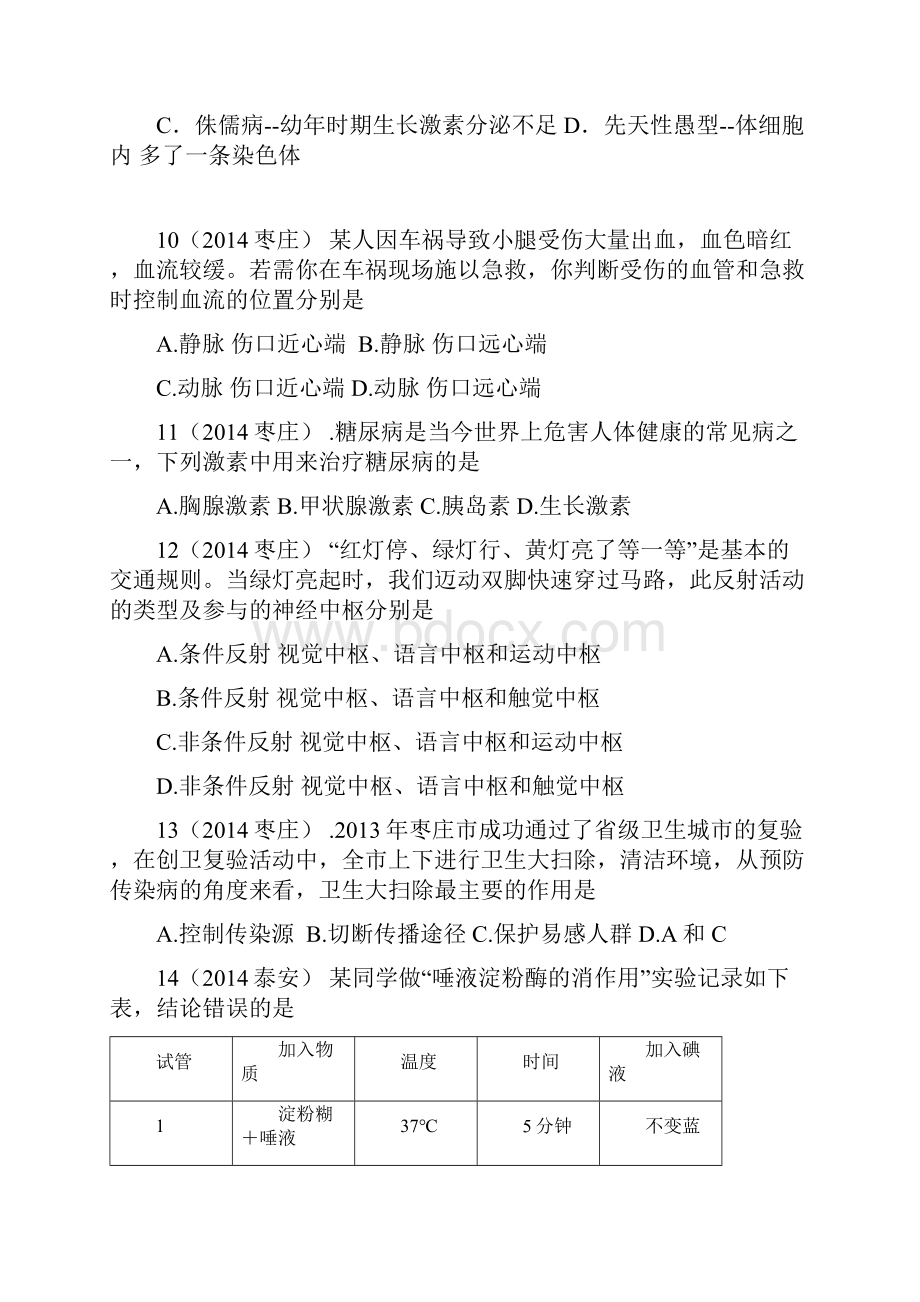 备战山东省中考生物试题真题汇编济南版7年级下册.docx_第3页