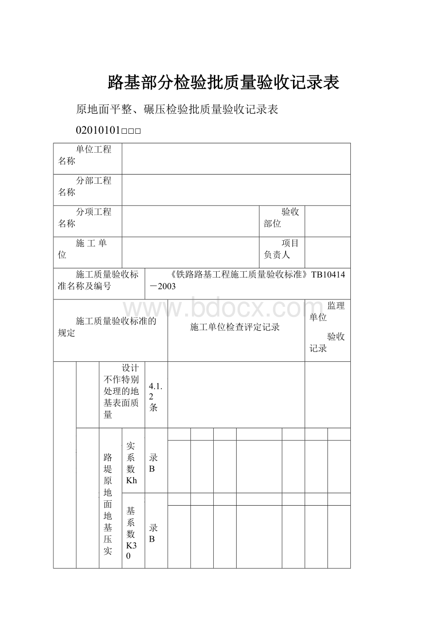 路基部分检验批质量验收记录表.docx