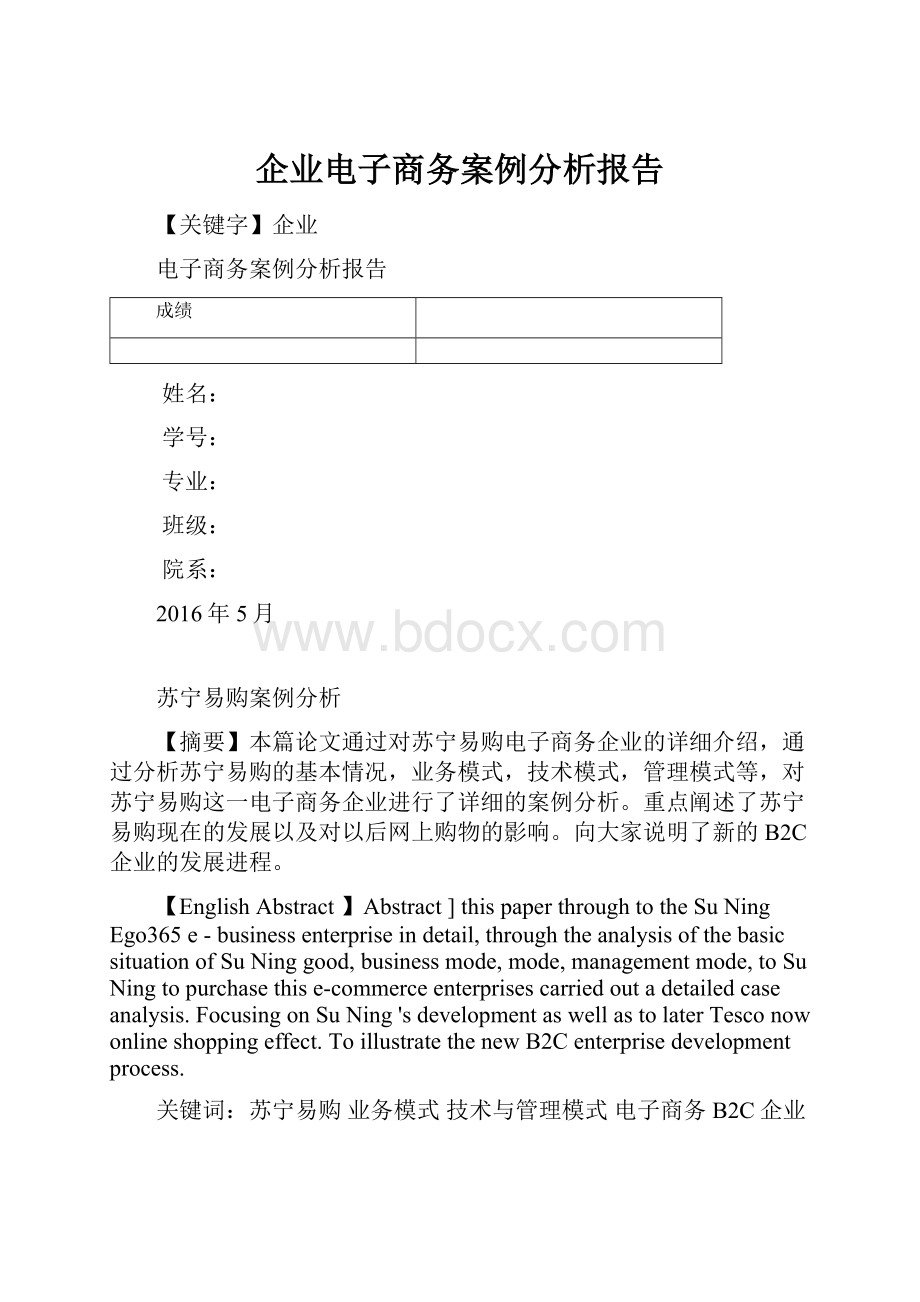 企业电子商务案例分析报告.docx_第1页