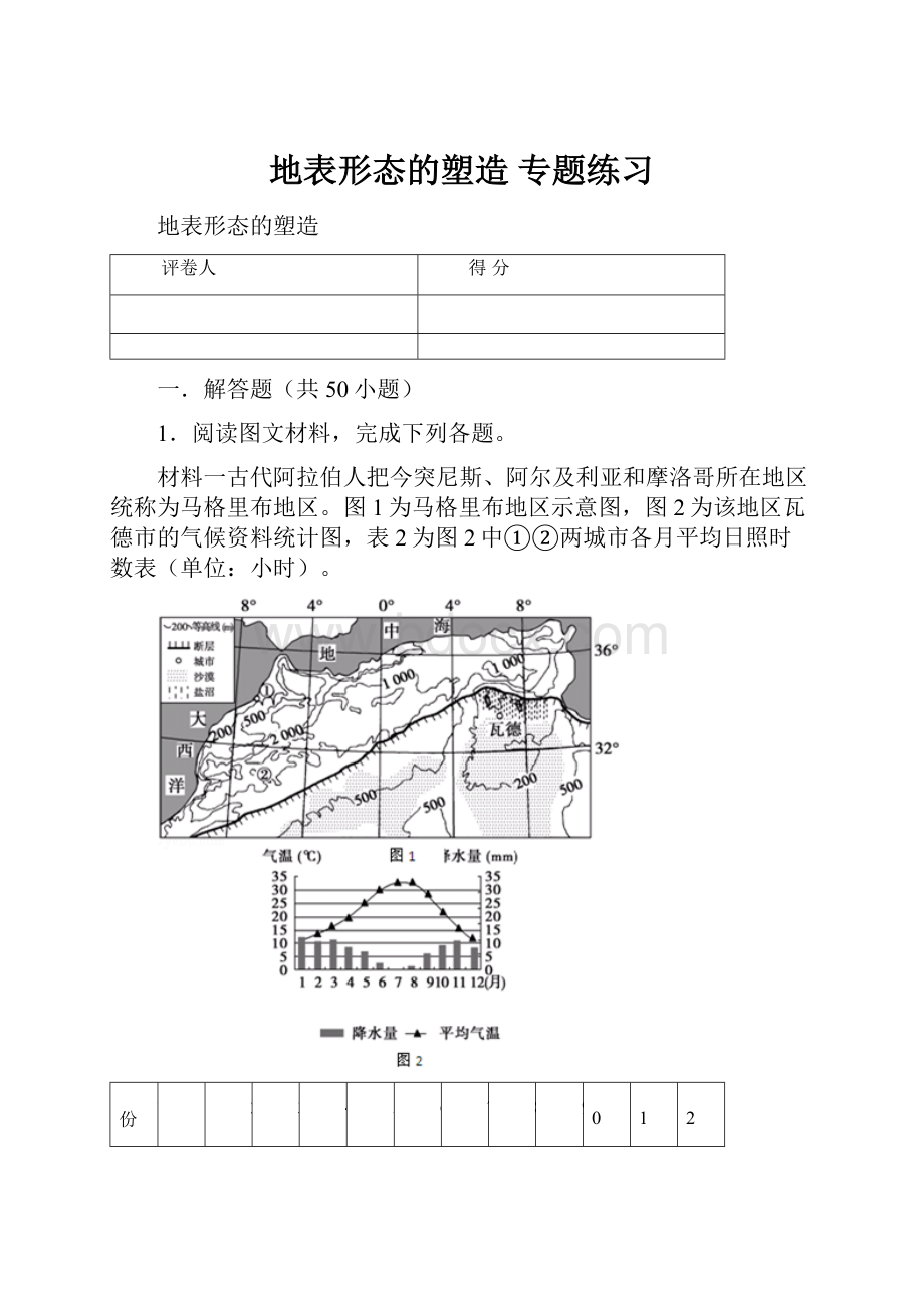 地表形态的塑造 专题练习.docx_第1页