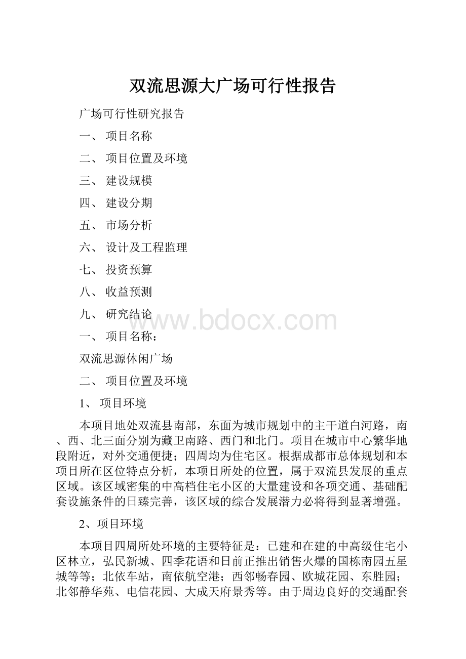 双流思源大广场可行性报告.docx