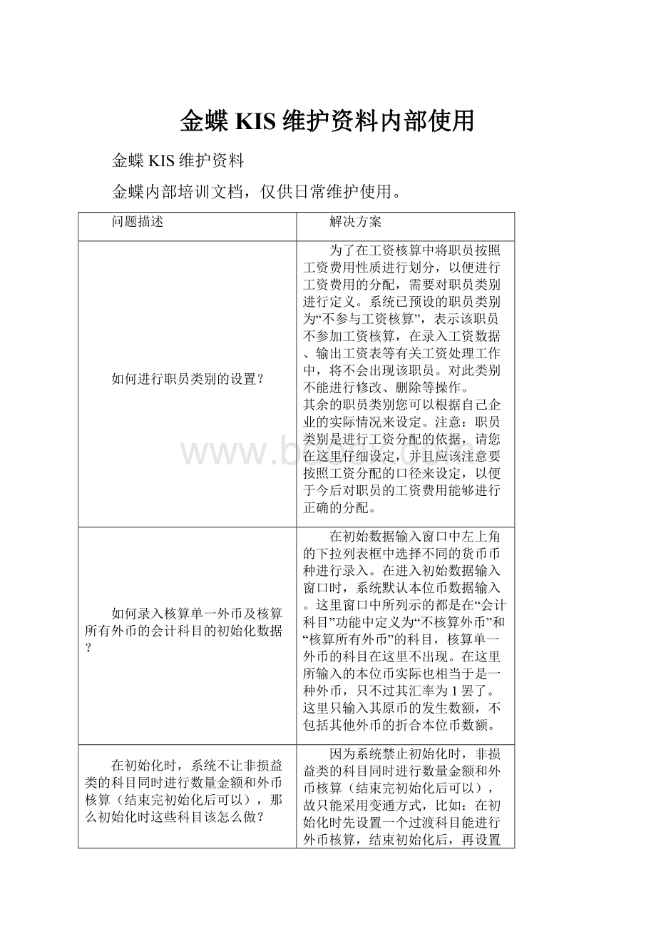 金蝶KIS维护资料内部使用.docx