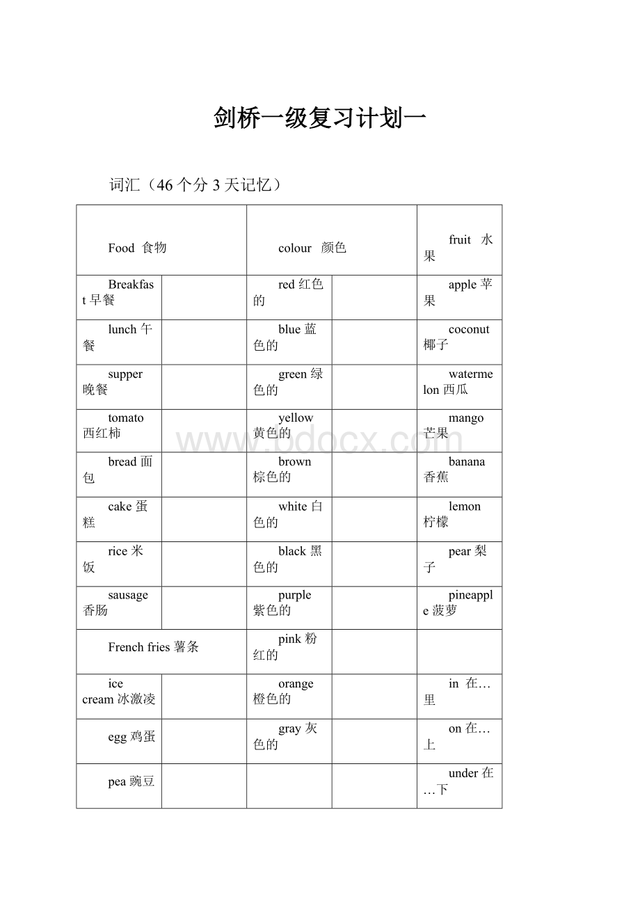 剑桥一级复习计划一.docx_第1页