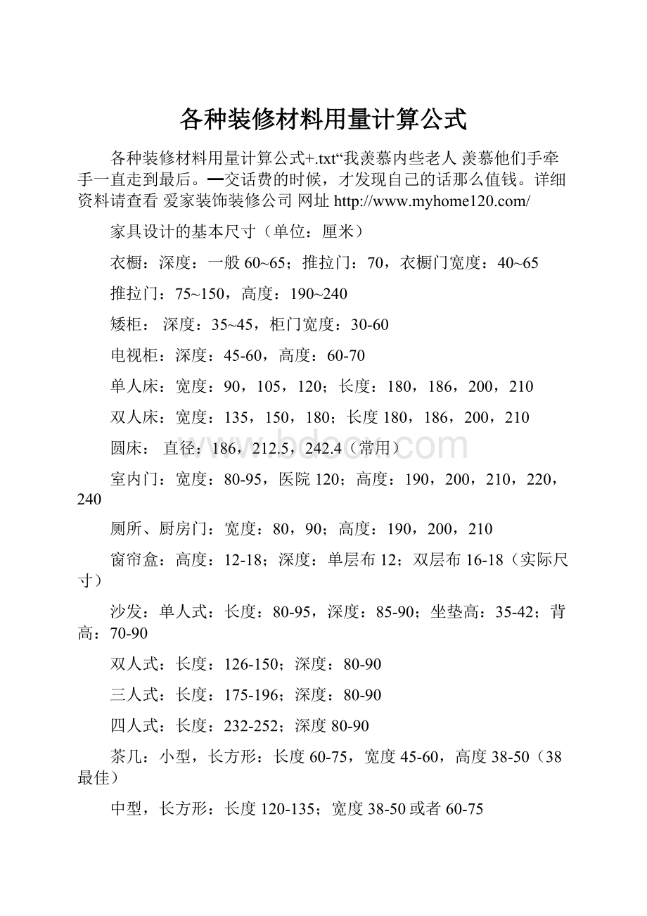 各种装修材料用量计算公式.docx_第1页