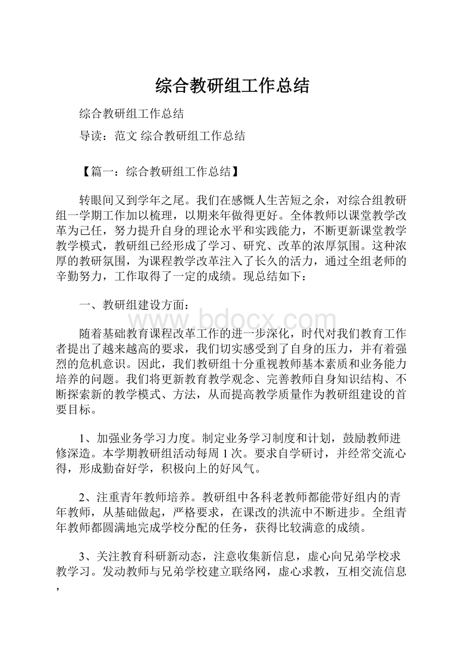 综合教研组工作总结.docx