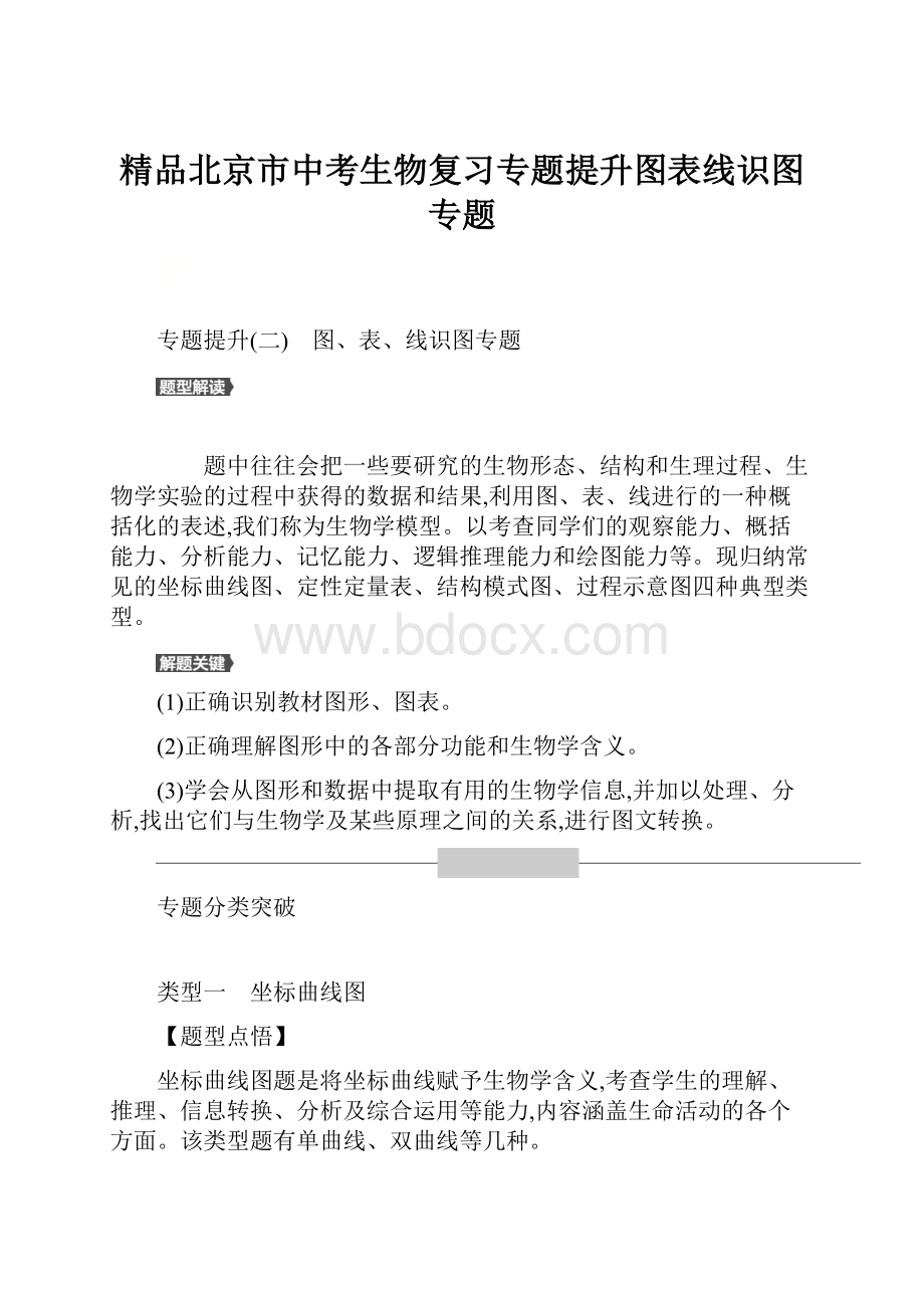 精品北京市中考生物复习专题提升图表线识图专题.docx_第1页