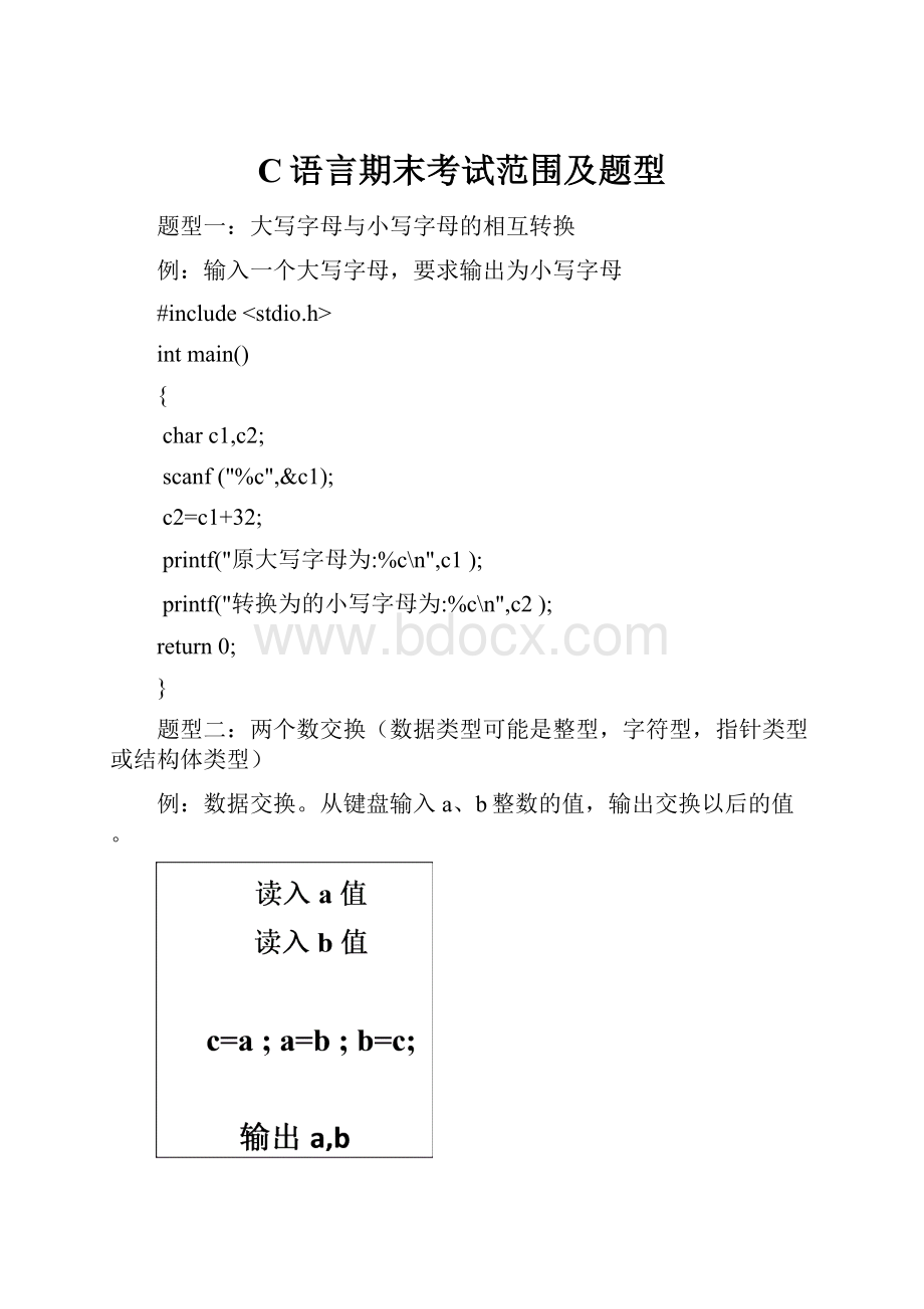 C语言期末考试范围及题型.docx_第1页