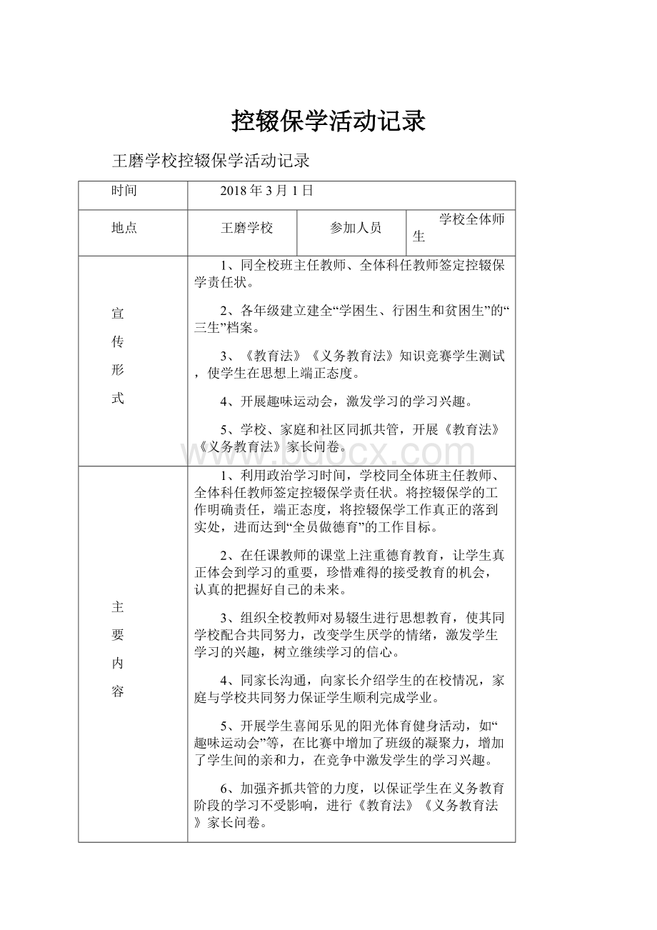 控辍保学活动记录.docx