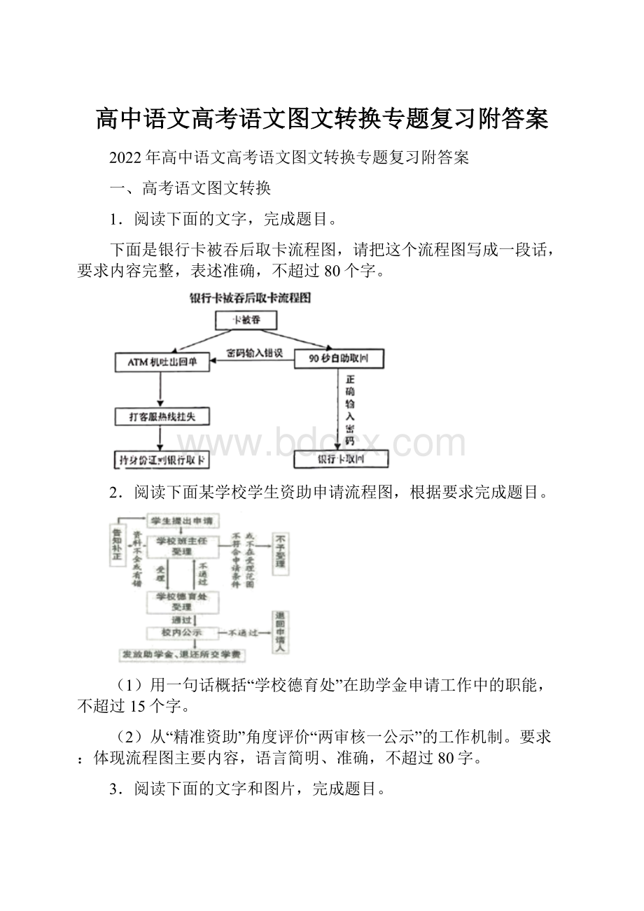 高中语文高考语文图文转换专题复习附答案.docx