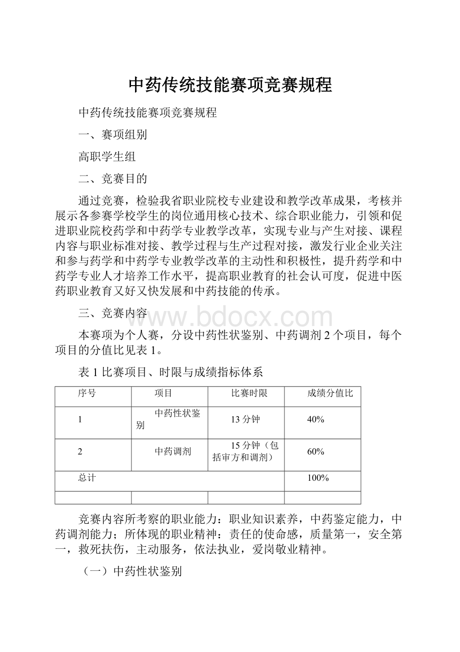 中药传统技能赛项竞赛规程.docx_第1页