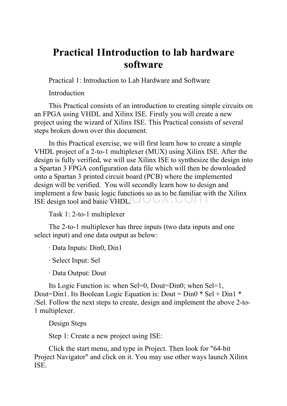 Practical 1Introduction to lab hardwaresoftware.docx_第1页