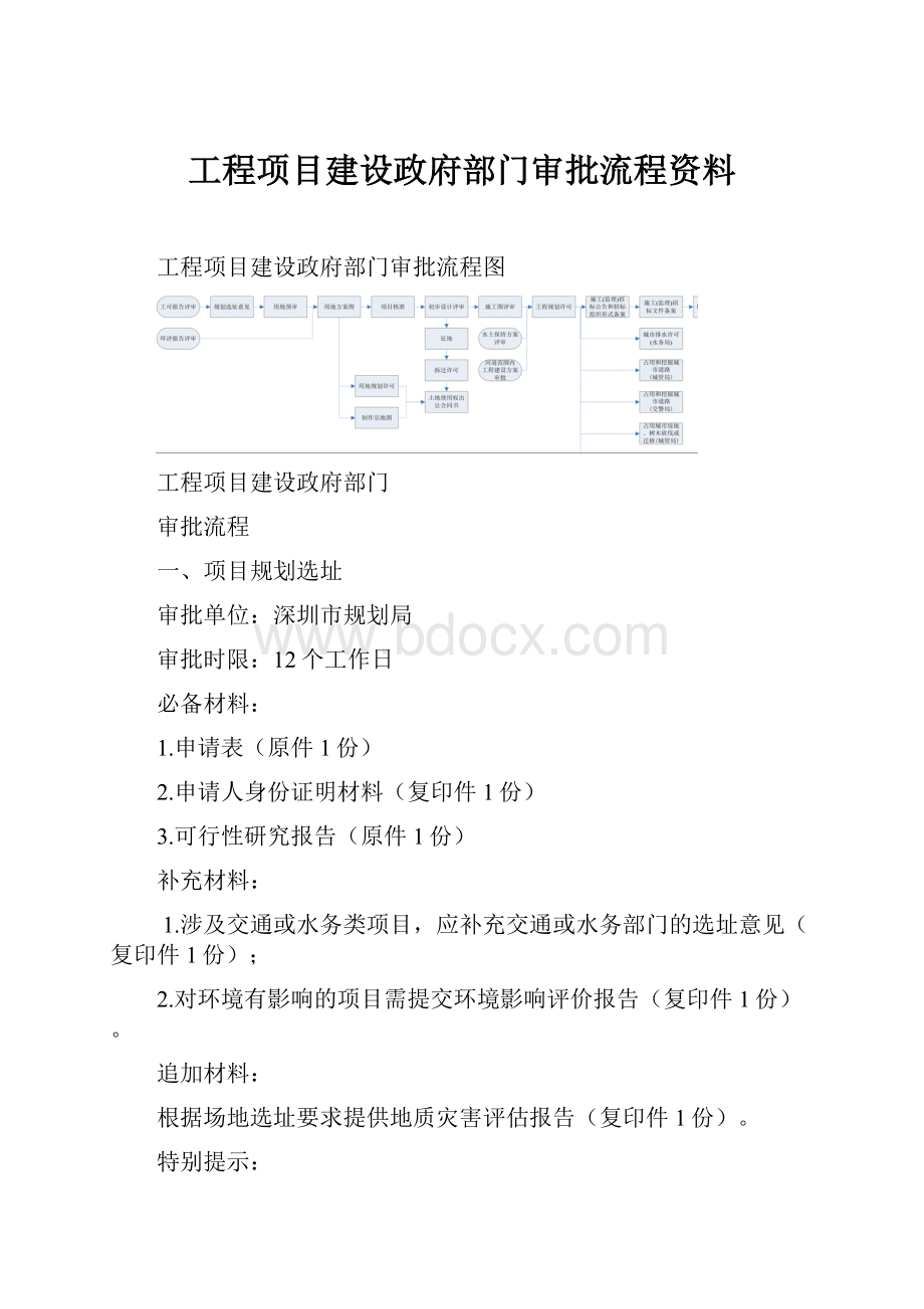 工程项目建设政府部门审批流程资料.docx_第1页