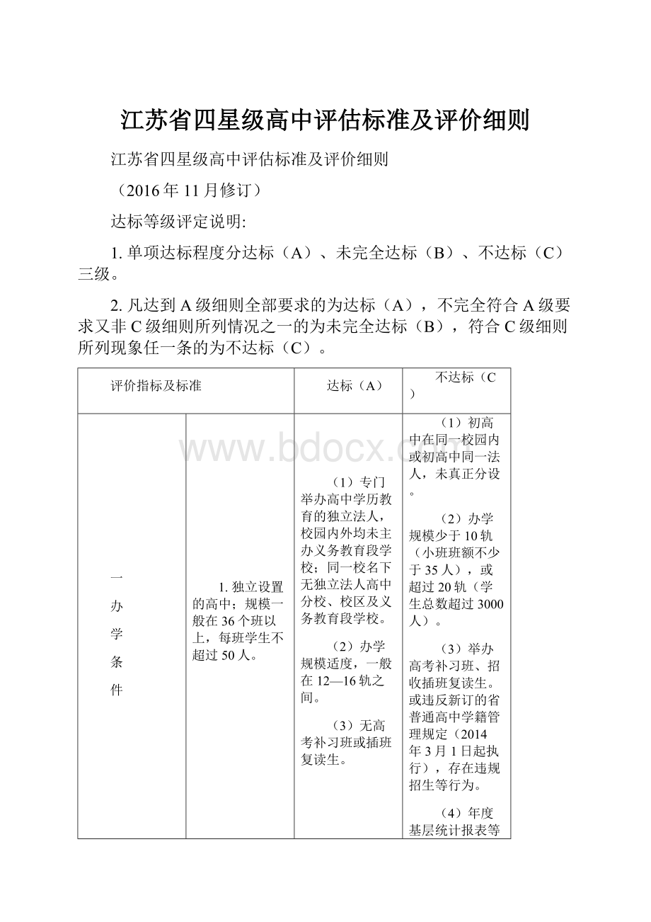 江苏省四星级高中评估标准及评价细则.docx_第1页