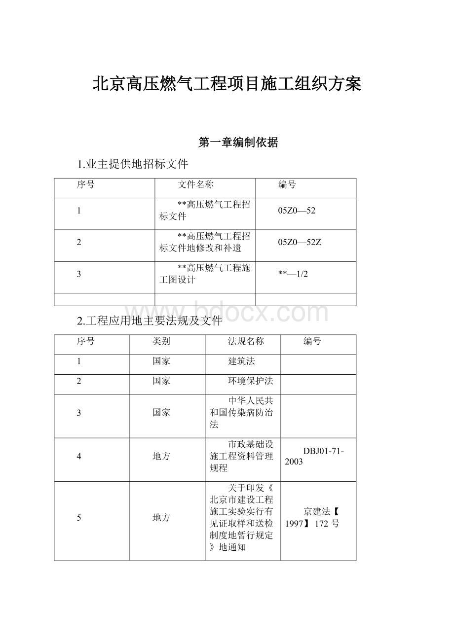 北京高压燃气工程项目施工组织方案.docx