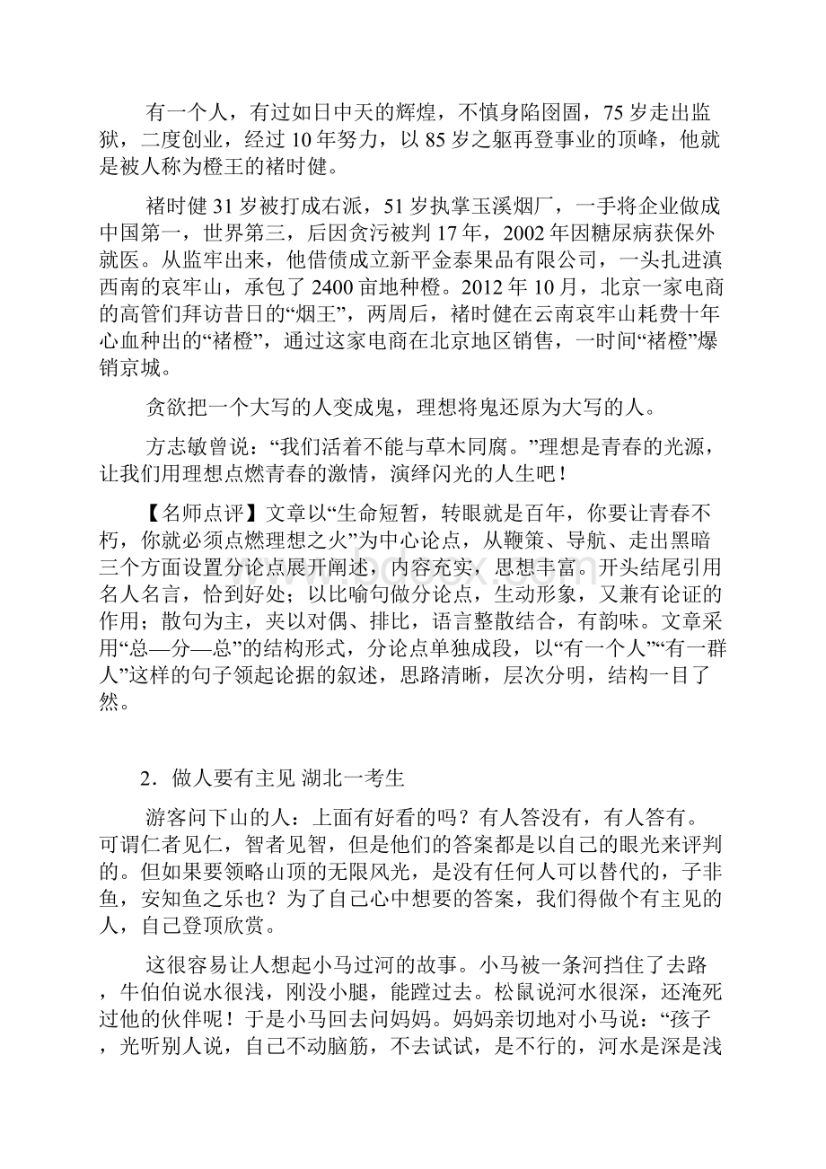 最新最具影响力的10篇高考满分作文及点评.docx_第2页