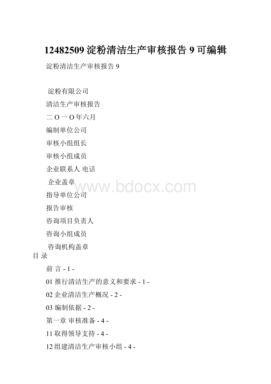 12482509淀粉清洁生产审核报告9可编辑.docx_第1页