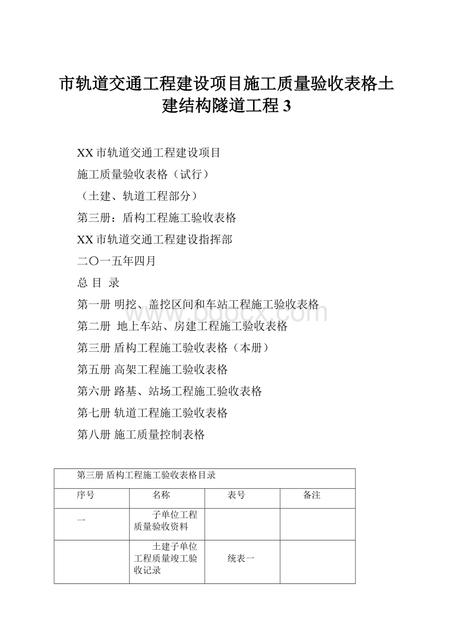 市轨道交通工程建设项目施工质量验收表格土建结构隧道工程3.docx