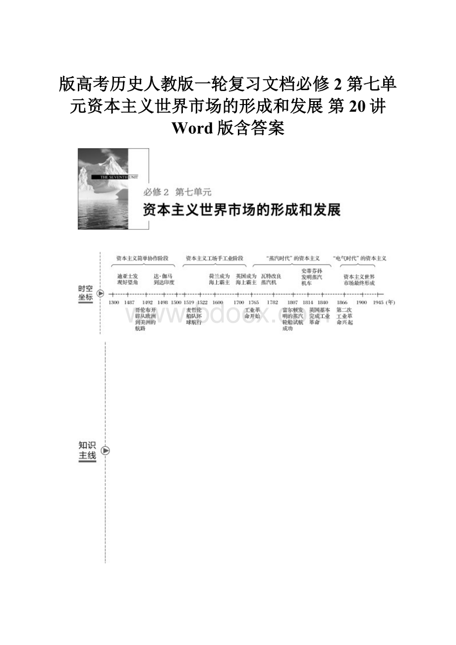 版高考历史人教版一轮复习文档必修2 第七单元资本主义世界市场的形成和发展 第20讲 Word版含答案.docx_第1页