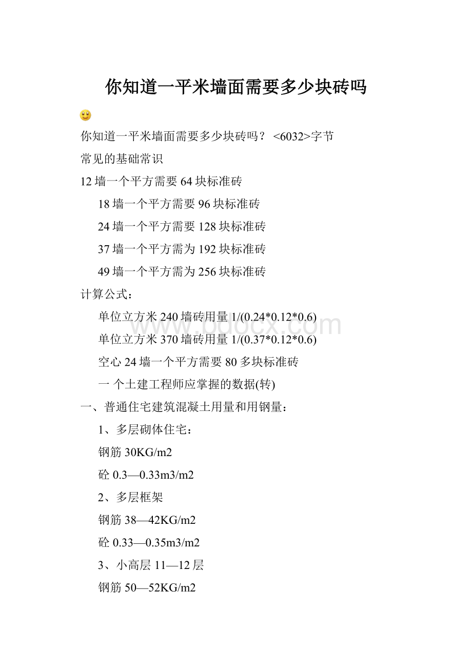你知道一平米墙面需要多少块砖吗.docx_第1页