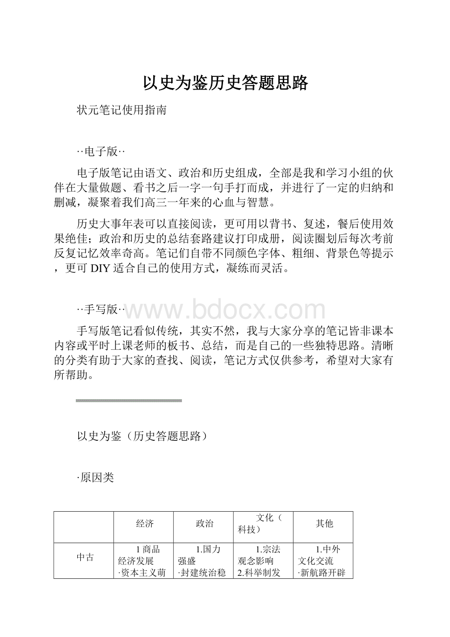 以史为鉴历史答题思路.docx_第1页