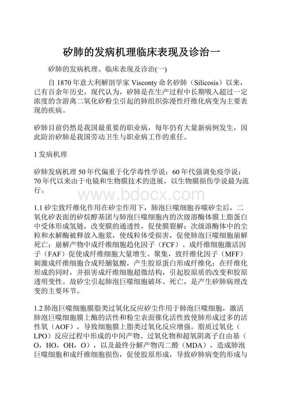 矽肺的发病机理临床表现及诊治一.docx_第1页