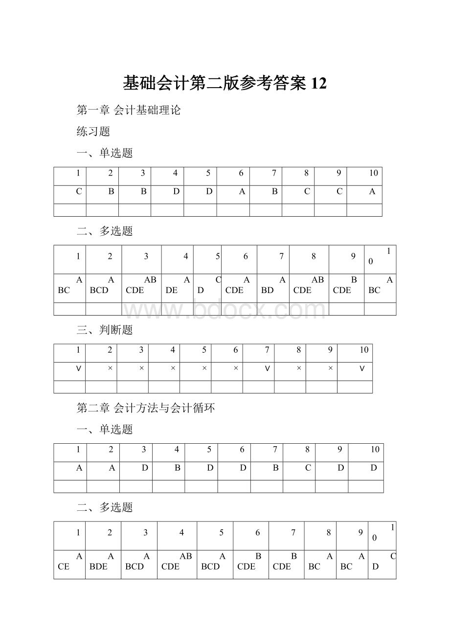 基础会计第二版参考答案12.docx_第1页