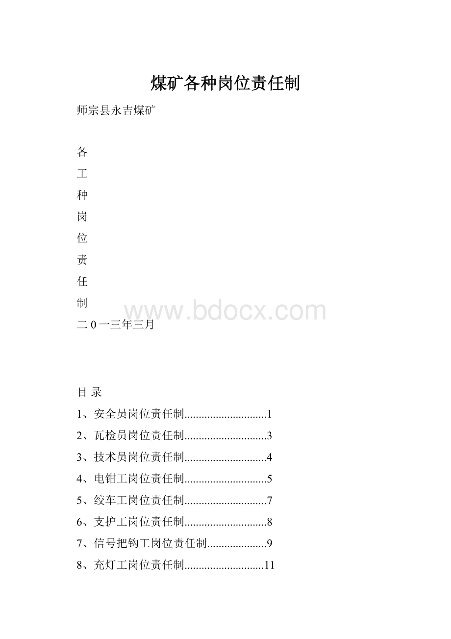 煤矿各种岗位责任制.docx