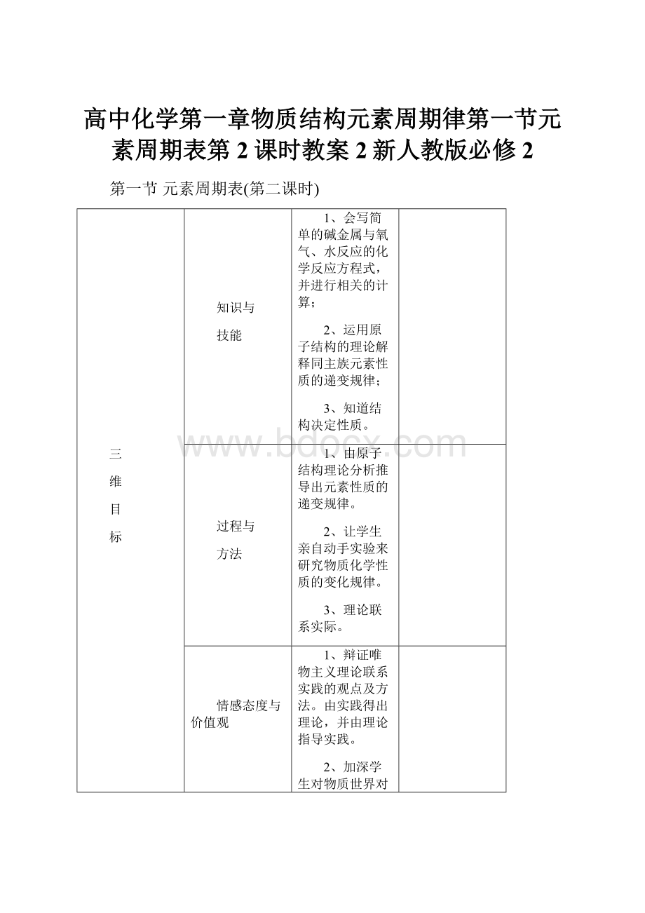 高中化学第一章物质结构元素周期律第一节元素周期表第2课时教案2新人教版必修2.docx_第1页