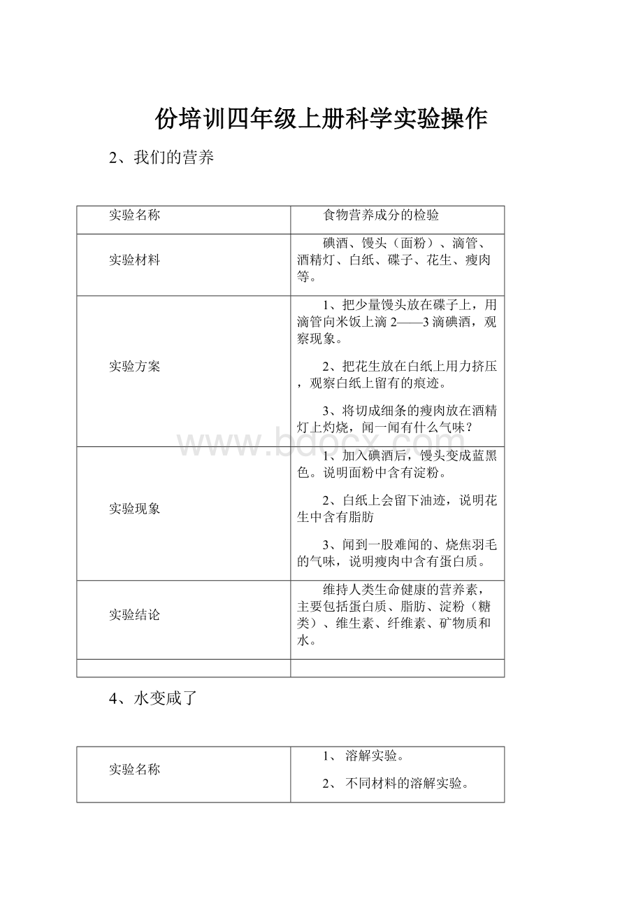 份培训四年级上册科学实验操作.docx